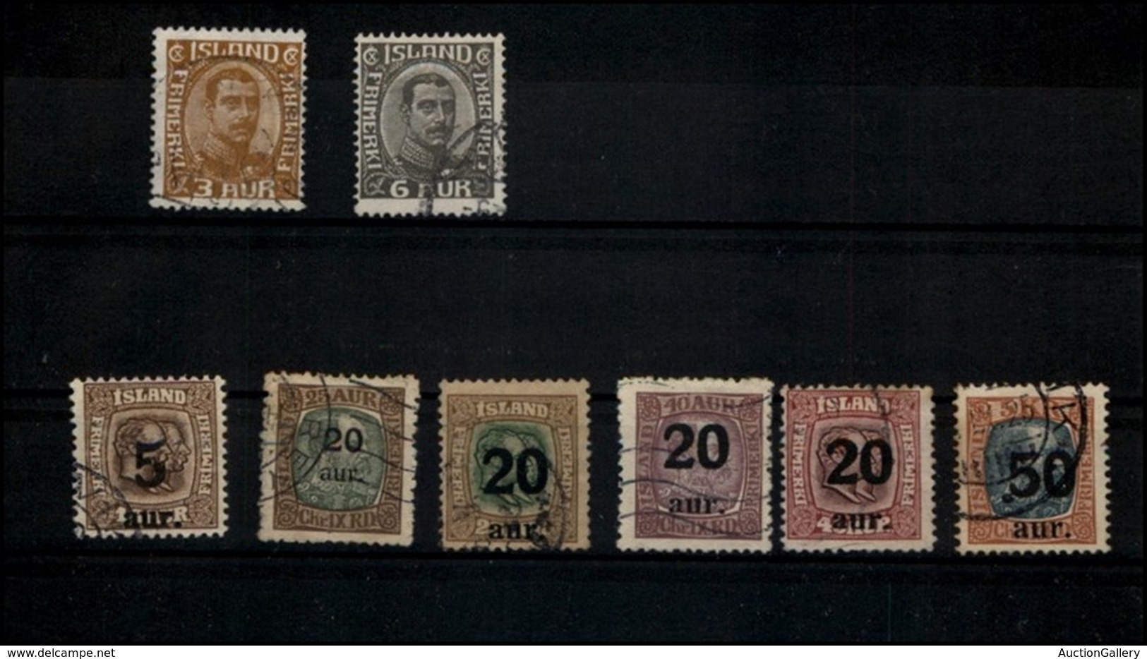 EUROPA - ISLANDA - 1920/1925  Cartoncino Con 8 Valori Del Periodo Usati (140) - Other & Unclassified