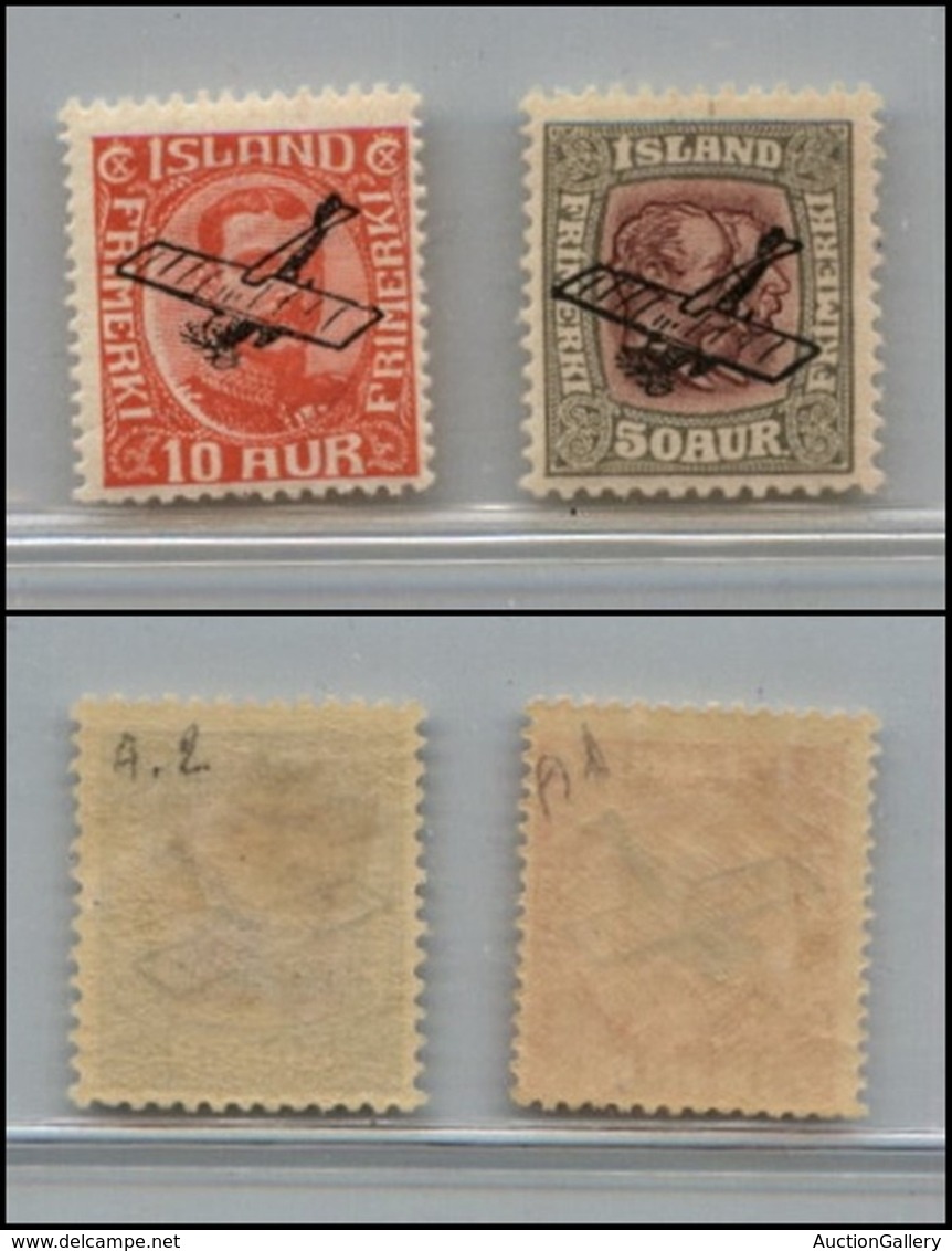 EUROPA - ISLANDA - 1928/1929 - Posta Aerea (A1/A2) - Serie Completa Di 2 Valori - Nuova Con Gomma (55) - Sonstige & Ohne Zuordnung