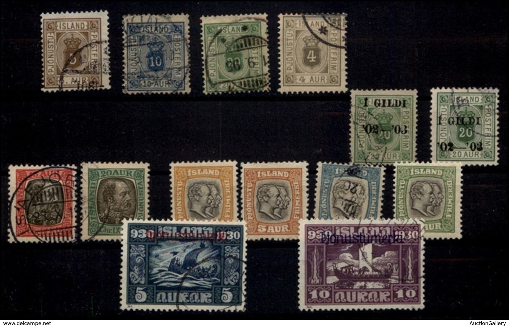 EUROPA - ISLANDA - 1876/1930 - Francobolli Di Servizio - Cartoncino Con 14 Valori Del Periodo - Qualità Mista (300+) - Sonstige & Ohne Zuordnung