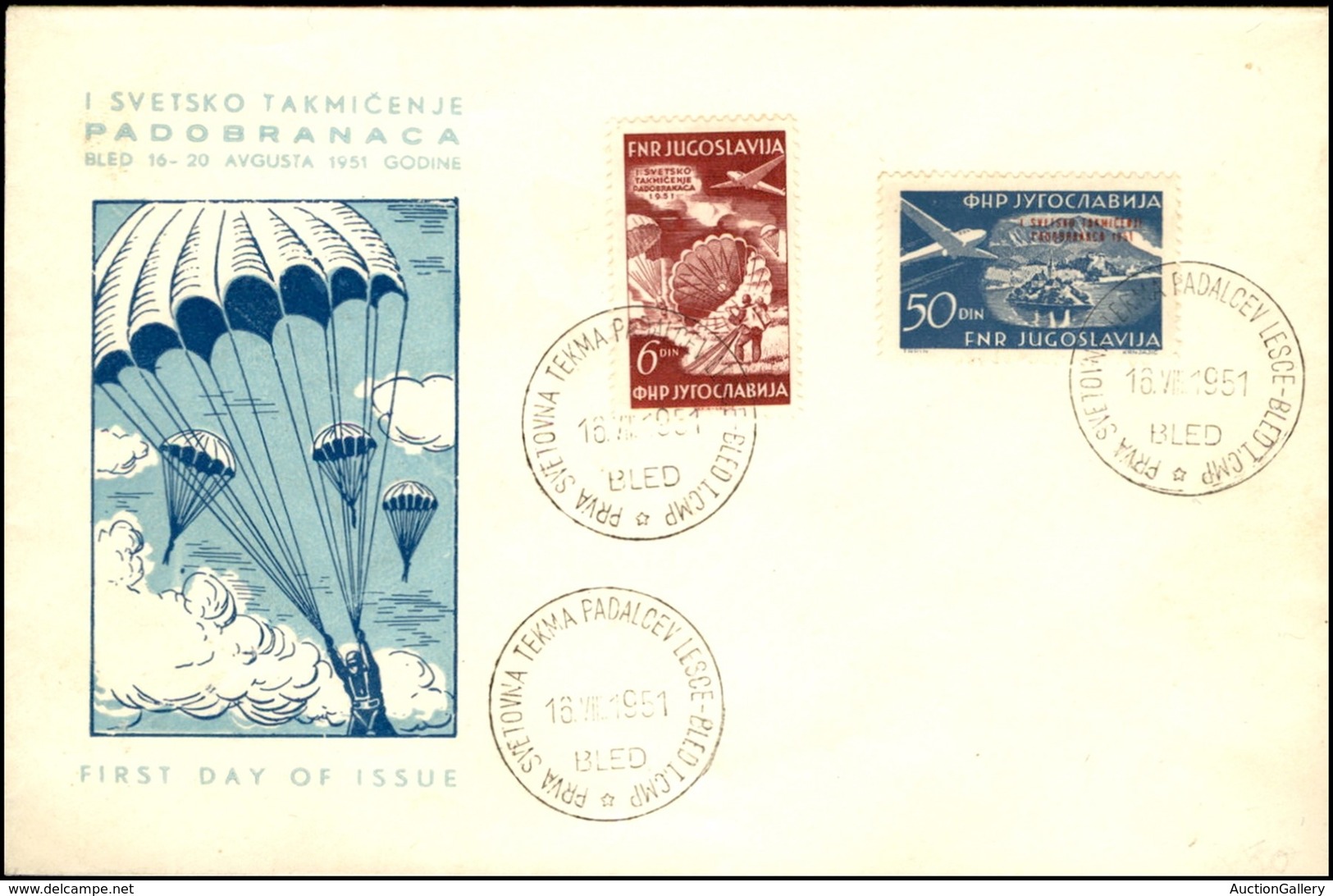 EUROPA - JUGOSLAVIA - Paracadutismo (666/667) - FDC - Bled 16.7.51 - Sonstige & Ohne Zuordnung