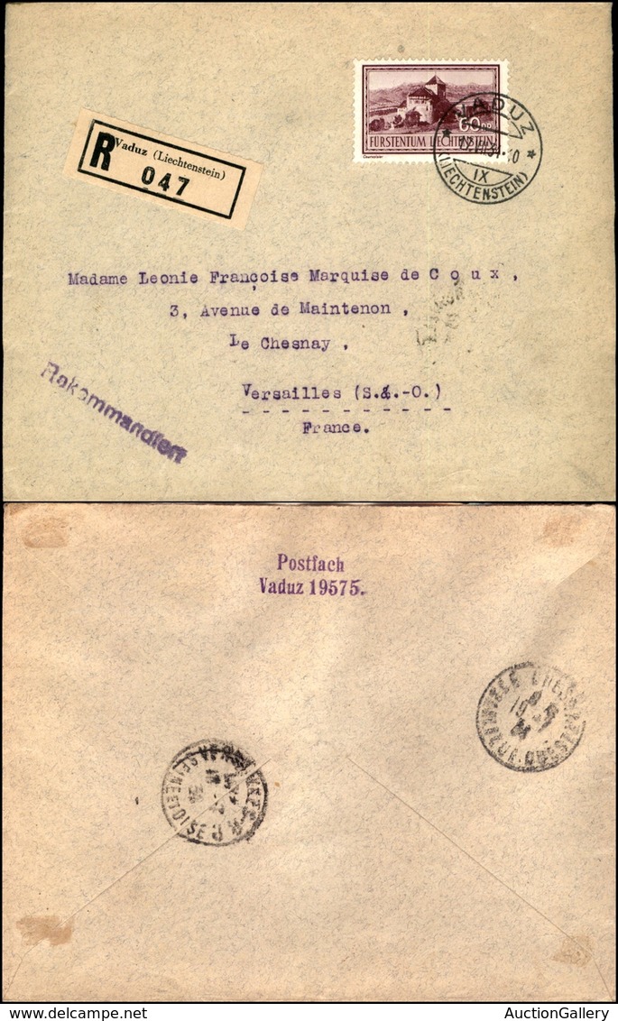 EUROPA - LIECHTENSTEIN - Raccomandata Affrancata Per 60 Rp. (136) Da Vaduz A Versailles Del 17.7.34 - Sonstige & Ohne Zuordnung