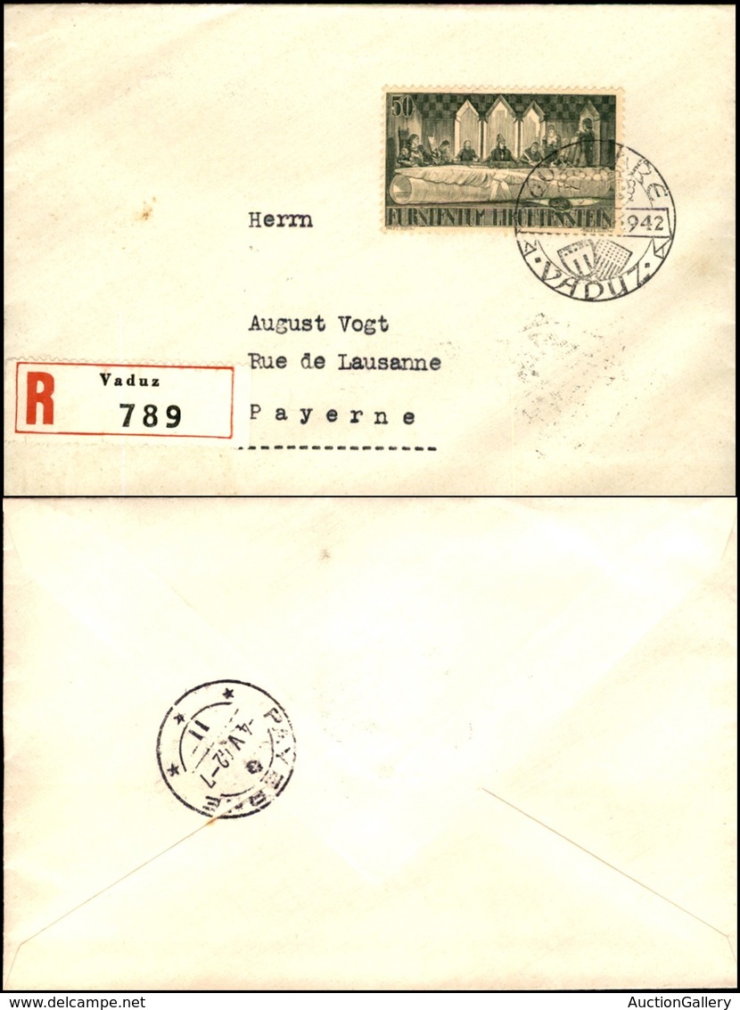 EUROPA - LIECHTENSTEIN - Raccomandata Affrancata Con 50 Rp. (204) Da Vaduz A Payerne Del 3.5.42 - Andere & Zonder Classificatie