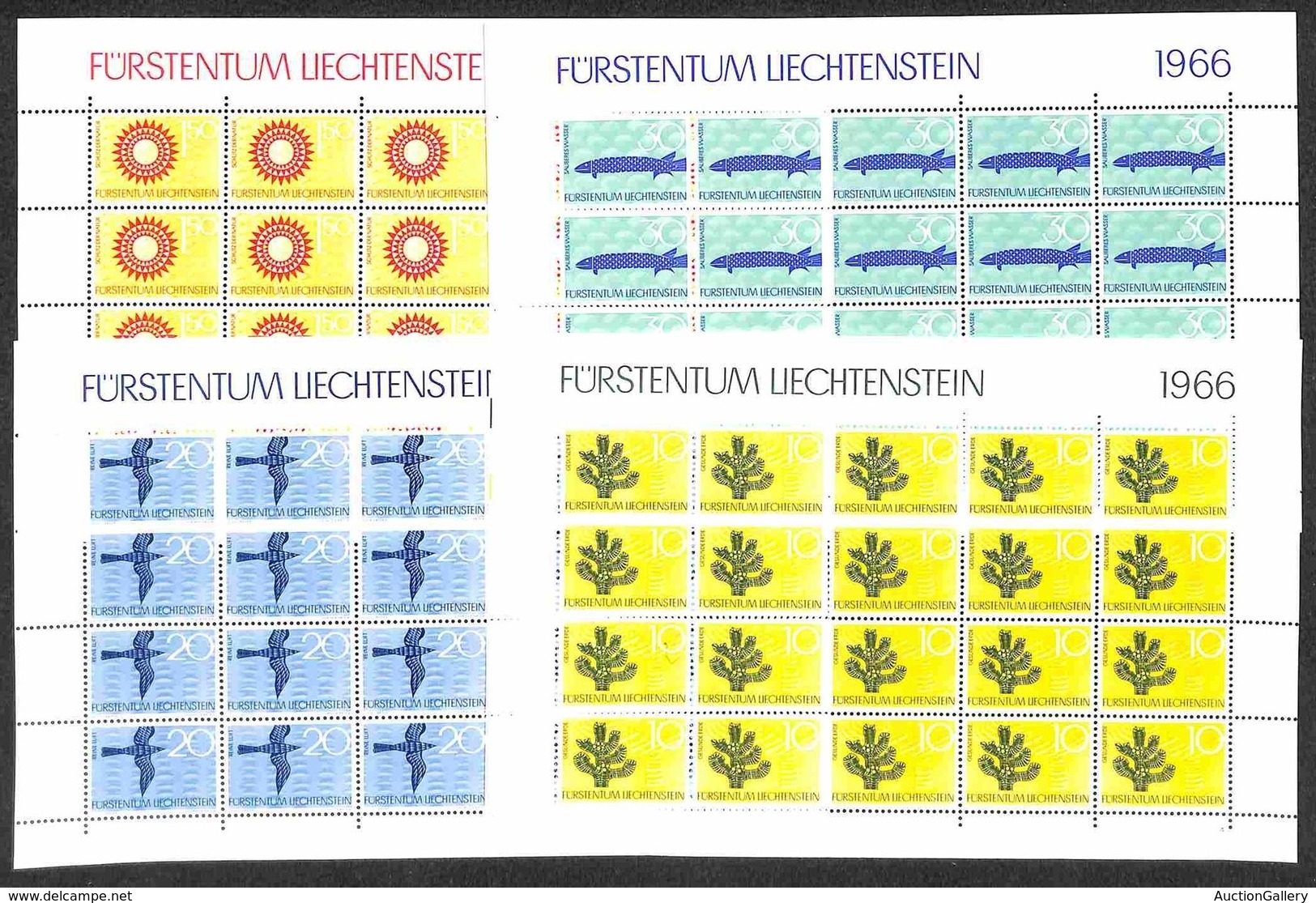 EUROPA - LIECHTENSTEIN - 1966 - Protezione Della Natura (460/463) - Serie Completa In Minifogli Da 20 - Gomma Integra - Other & Unclassified