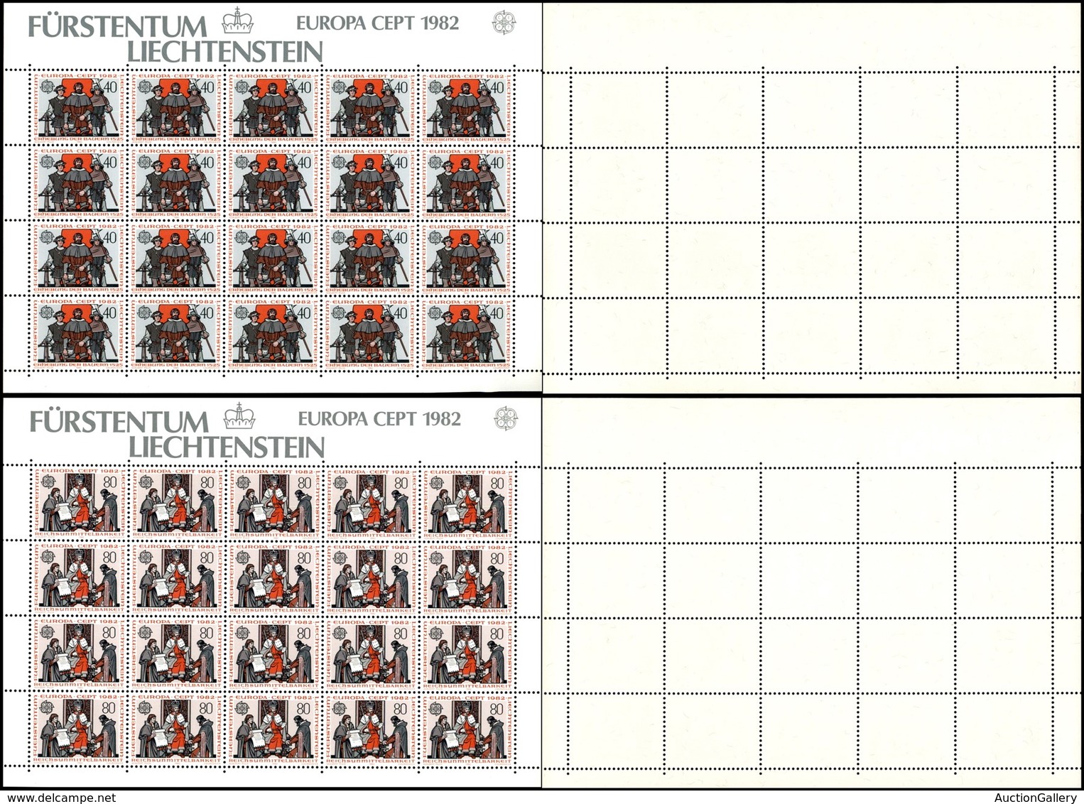 EUROPA - LIECHTENSTEIN - 1982 - Europa Cept (791/792) - Serie Completa In Minifogli Di 20 - Gomma Integra - Sonstige & Ohne Zuordnung