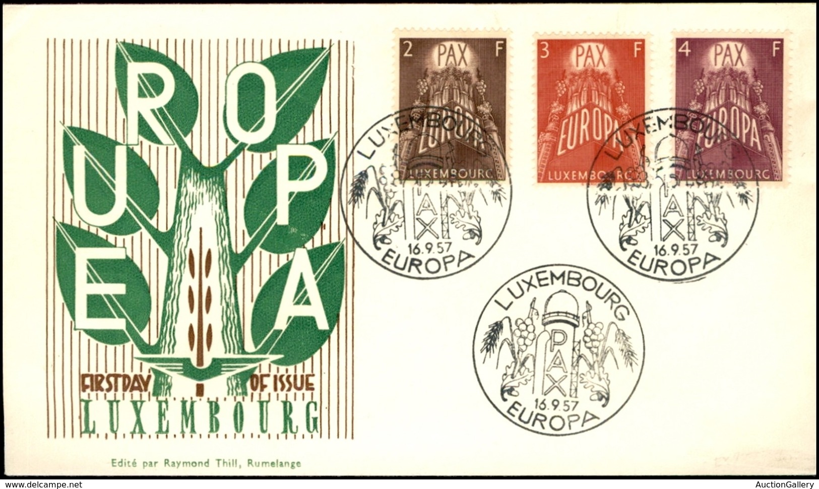 EUROPA - LUSSEMBURGO - Serie Pax (572/574) - FDC - Luxemburg 16.9.57 - Other & Unclassified