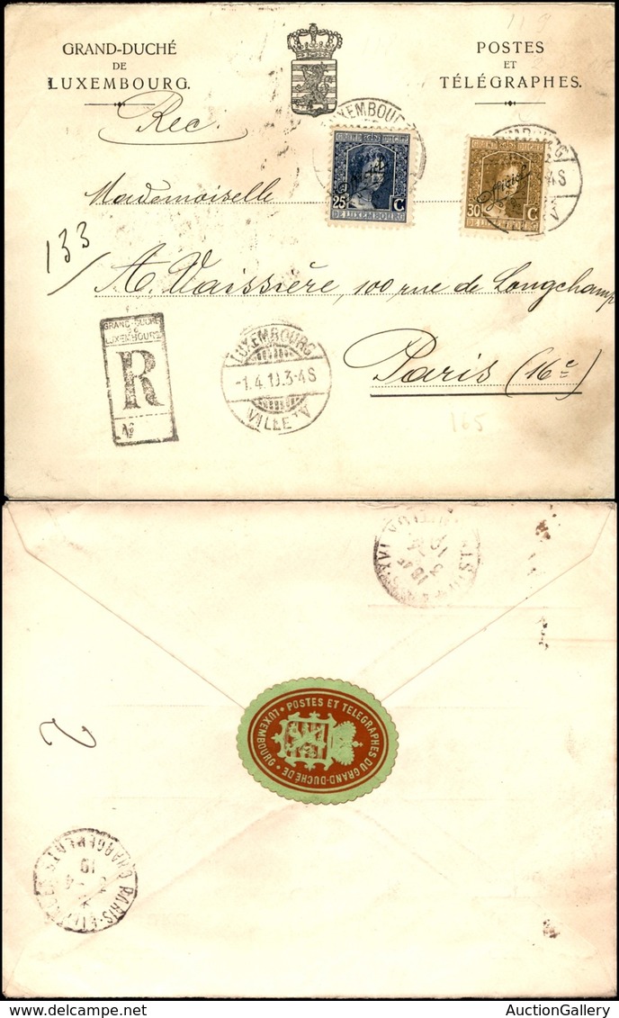 EUROPA - LUSSEMBURGO - Raccomandata Affrancata Per 55 Cent Officiel (96/97) Da Lussemburgo A Parigi Del 1.4.19 - Sonstige & Ohne Zuordnung