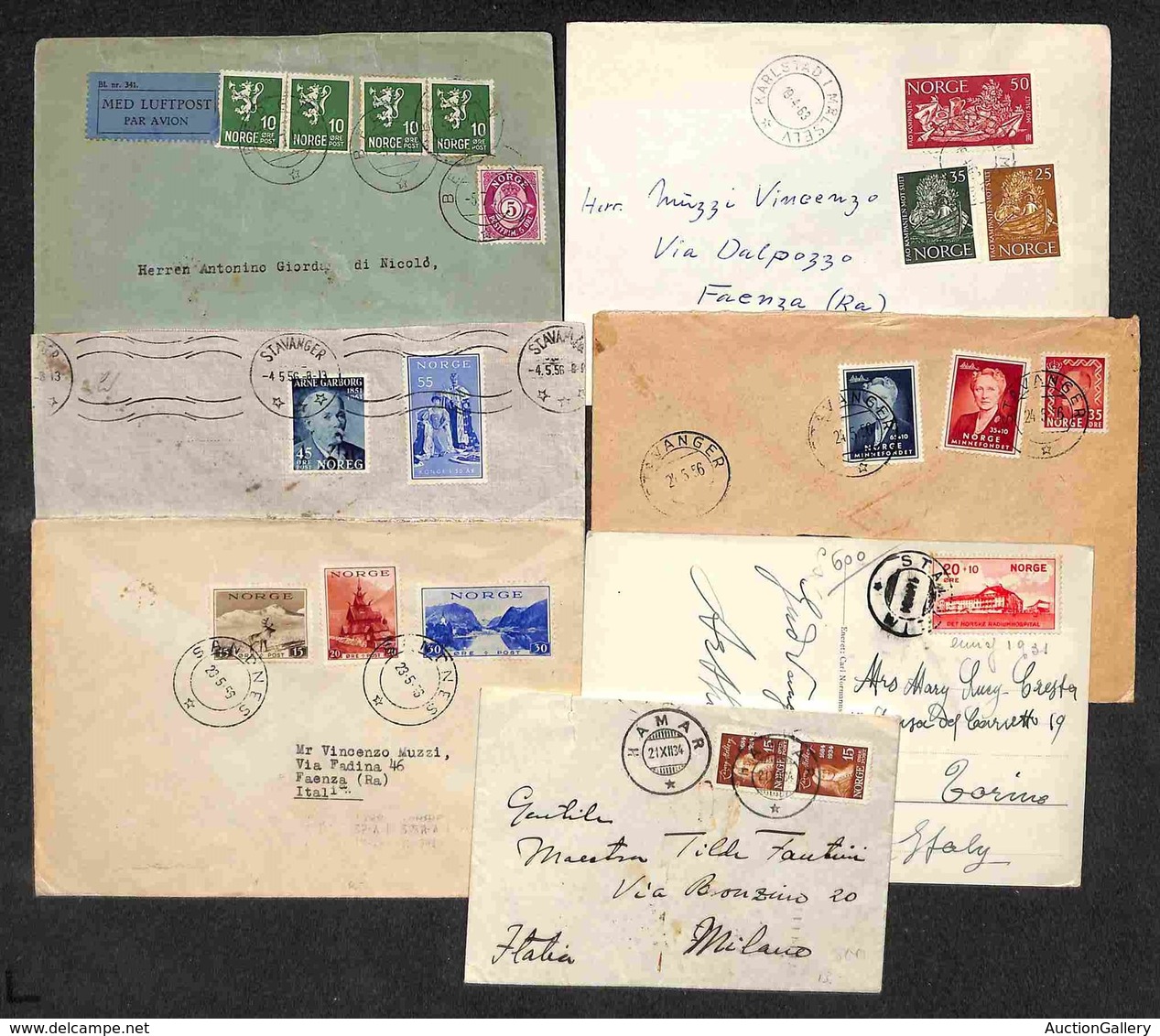 EUROPA - NORVEGIA - 1934/1963 - Sei Buste E Una Cartolina Per L’Italia Con Affrancature Del Periodo - Autres & Non Classés