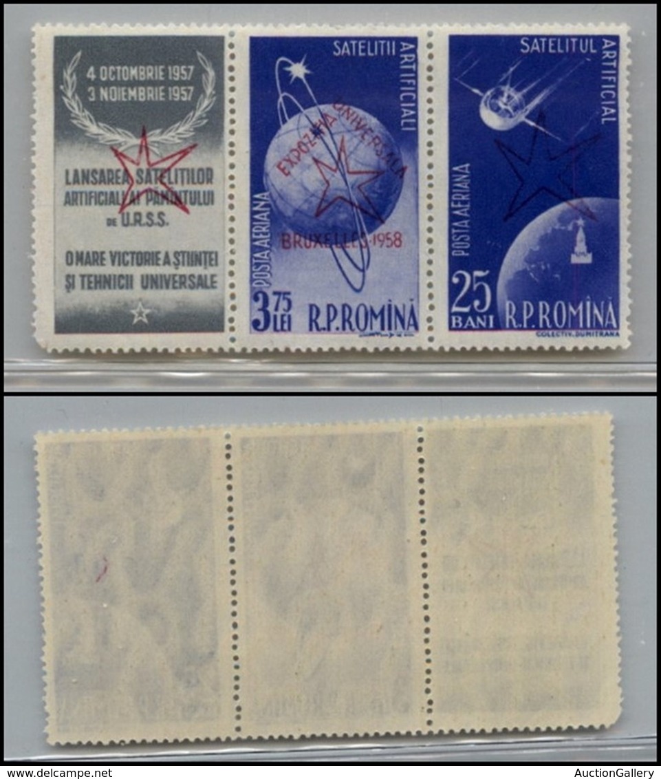 EUROPA - ROMANIA - 1957 - 3,75 Lei + 25 Bani (1717/1719) - Trittico - Gomma Integra - Andere & Zonder Classificatie