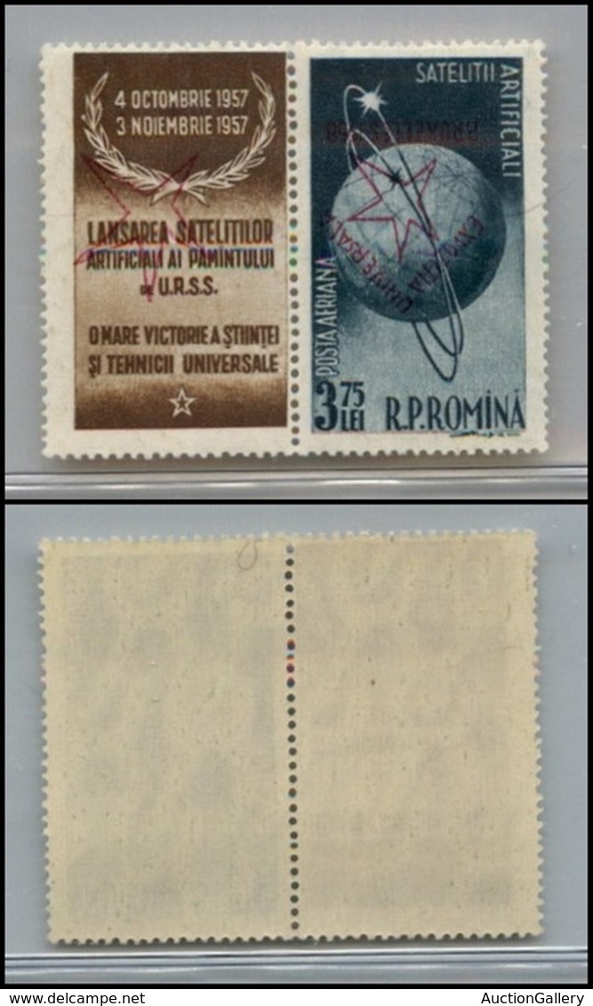 EUROPA - ROMANIA - 1957 - 3,75 Lei (1720) - Coppia Con Soprastampa Capovolta - Gomma Integra - Other & Unclassified