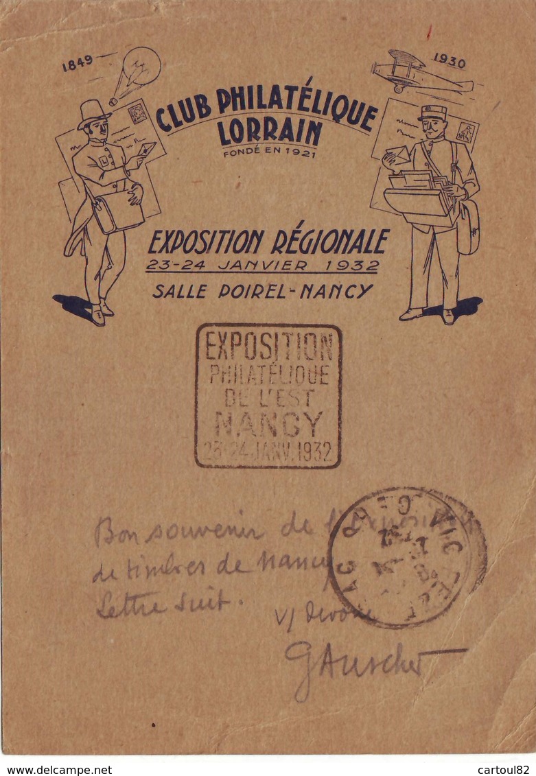 226 DA 40 C Semeuse CP Expo Philatélique De Nancy 1932 Club Philatélique Lorrain - Cartes Postales Repiquages (avant 1995)