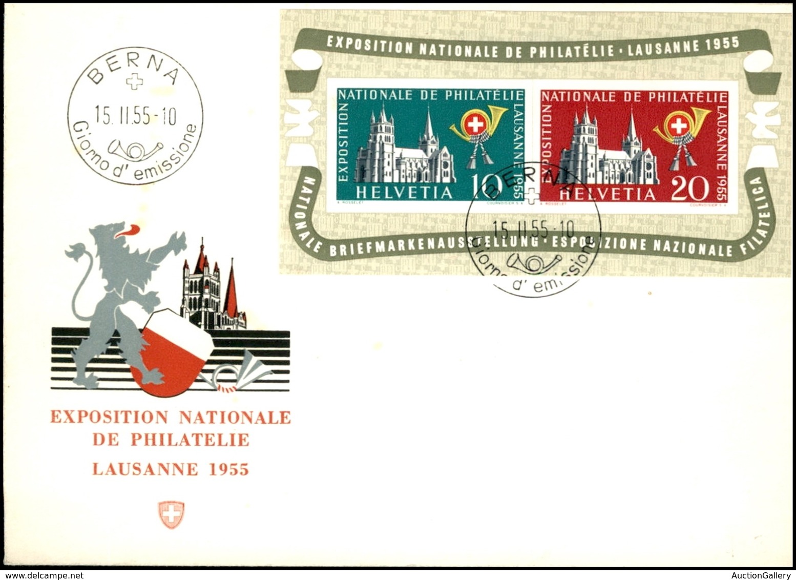 EUROPA - SVIZZERA - Losanna 1955 (15 - Foglietti) - Busta FDC - Berna 15.2.55 - Sonstige & Ohne Zuordnung