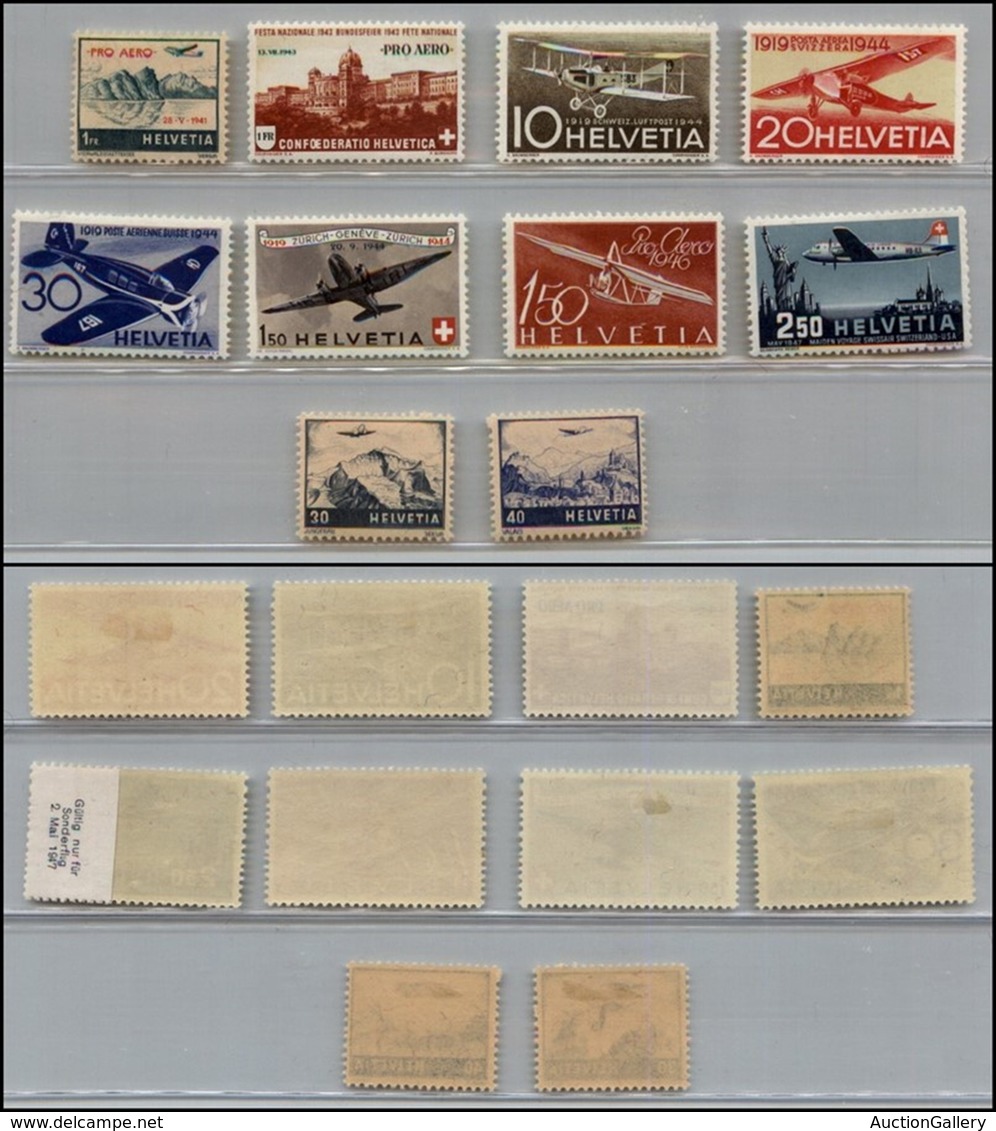 EUROPA - SVIZZERA - 1941/1948 - Posta Aerea - Le Emissioni Del Periodo (Unif. A34/A43) - 10 Valori - Nuovi Con Gomma (14 - Other & Unclassified