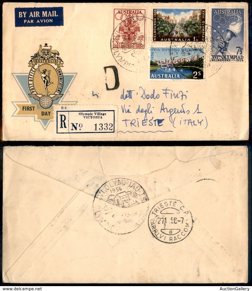 OLTREMARE - AUSTRALIA - Aerogramma Raccomandato FDC XVI Olimpiadi Di Melbourne Da Victoria A Trieste Del 25.11.56 - Autres & Non Classés