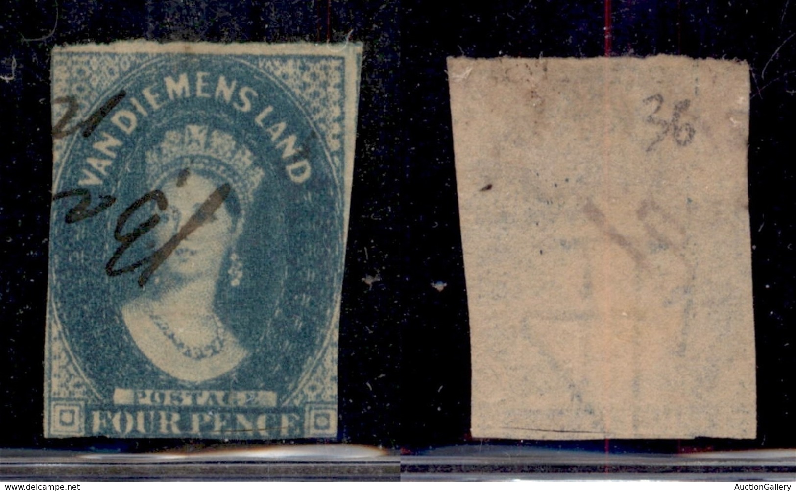 OLTREMARE - AUSTRALIA - 1857/1858 - 4 Pence Vittoria Blu Scuro (11b) - Usato - Sonstige & Ohne Zuordnung