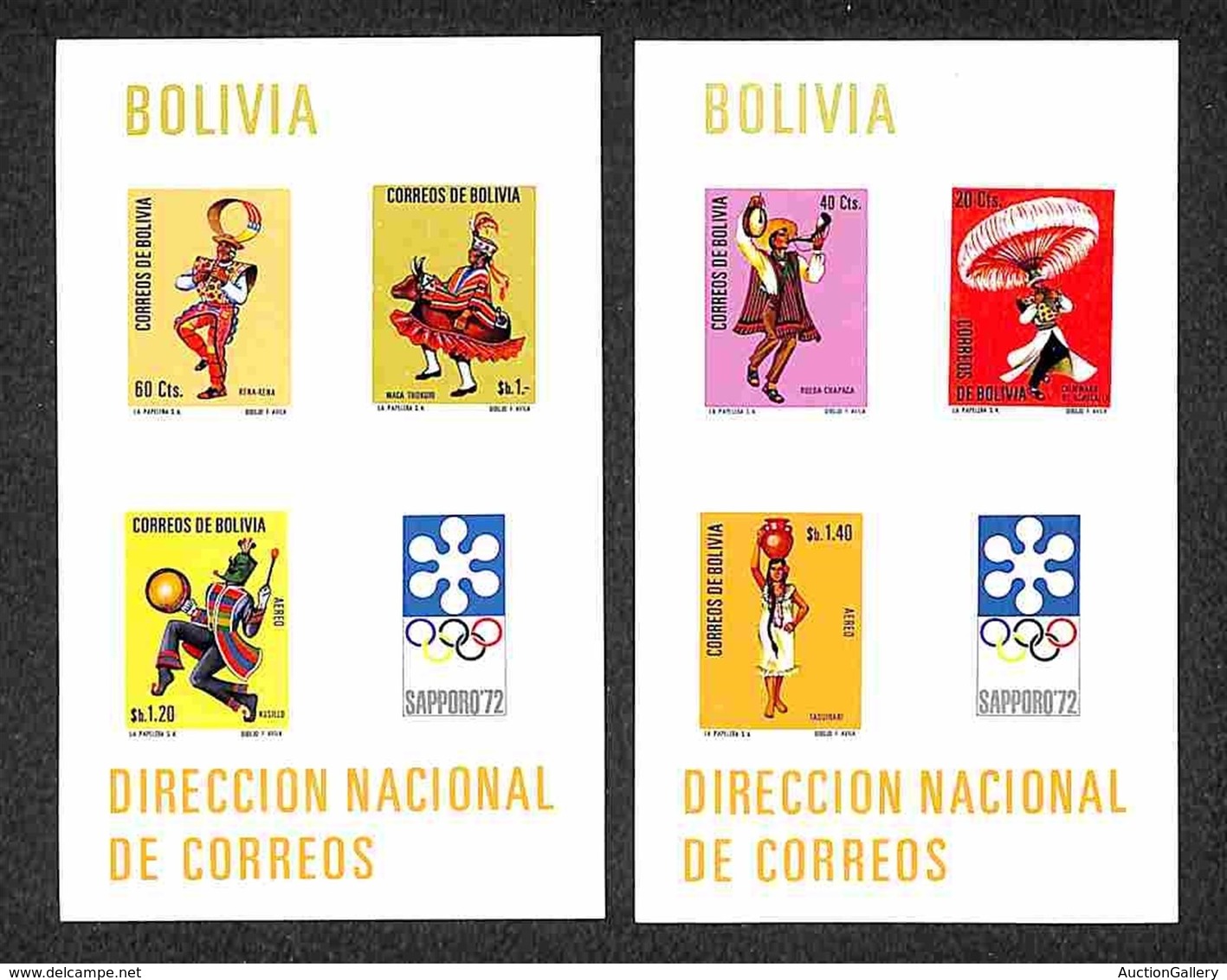 OLTREMARE - BOLIVIA - 1972 - Foglietti Balli Popolari Con Simbolo Sapporo ‘72 (Block 32/33) - 2 Foglietti - Gomma Integr - Sonstige & Ohne Zuordnung