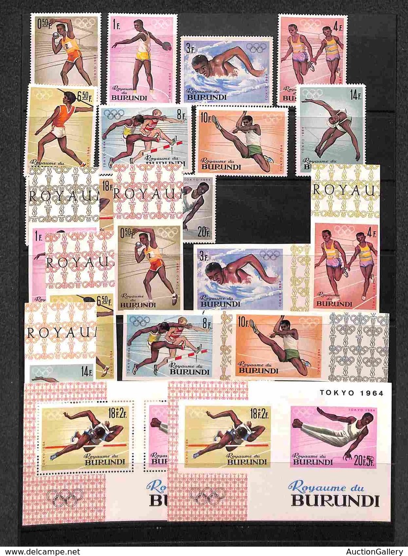 OLTREMARE - BURUNDI - 1964 - Olimpiadi Tokyo (125/134 + Block 5 A+B) - 2 Serie Complete + 2 Foglietti Dentellati E Non - - Other & Unclassified