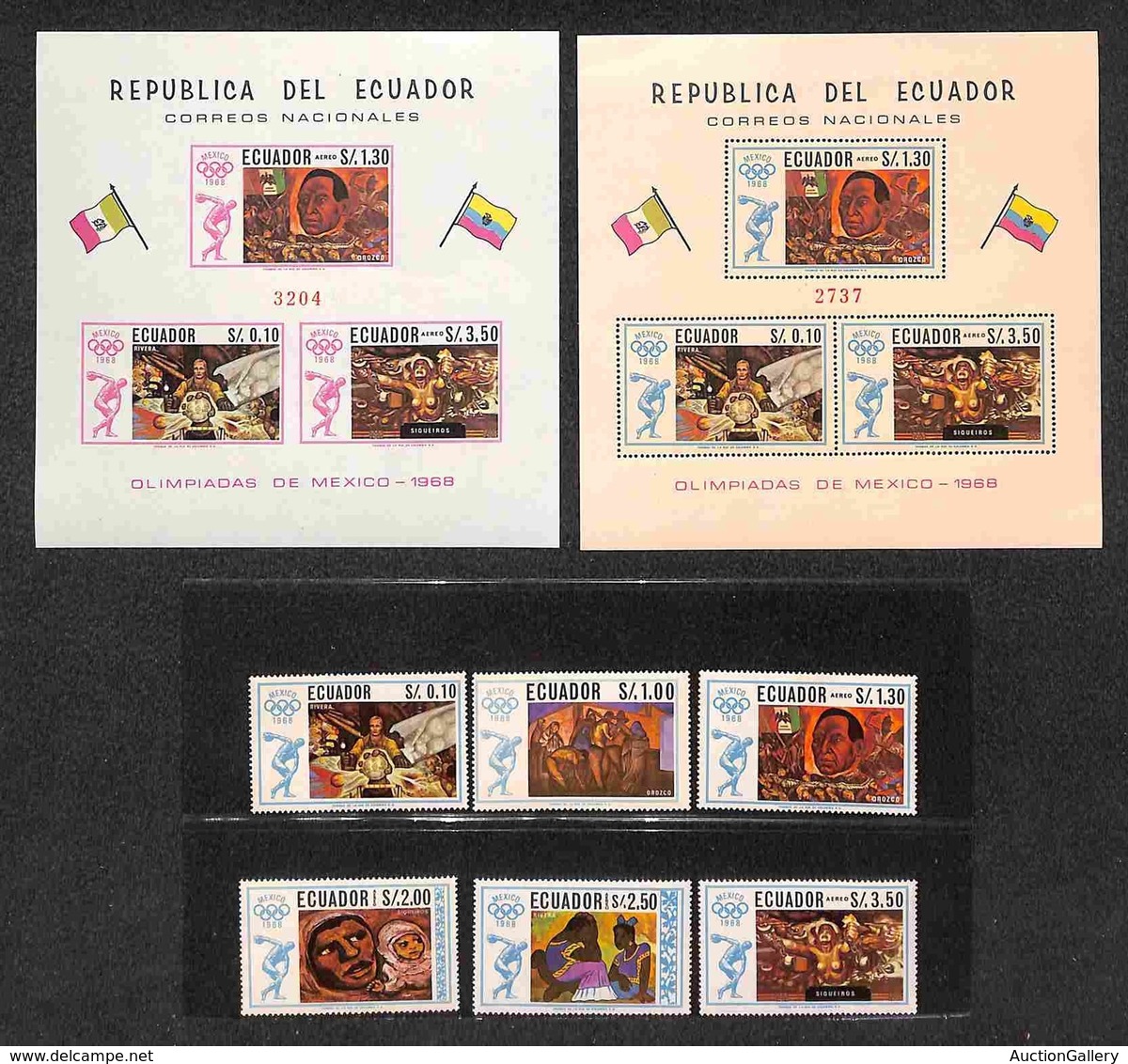 OLTREMARE - ECUADOR - 1967 - Olimpiadi Messico (1313/1318 + Block 35/36) - Serie Completa + 2 Foglietti - Gomma Integra  - Sonstige & Ohne Zuordnung