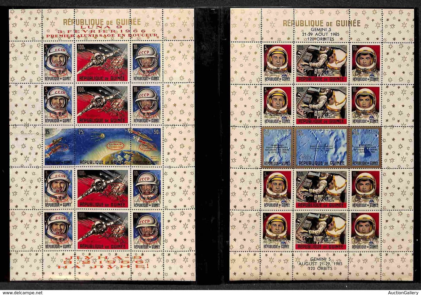 OLTREMARE - GUINEA - 1965/1966 - Gemini 5 + Luna 9 - Due Foglietti - Gomma Integra - Other & Unclassified