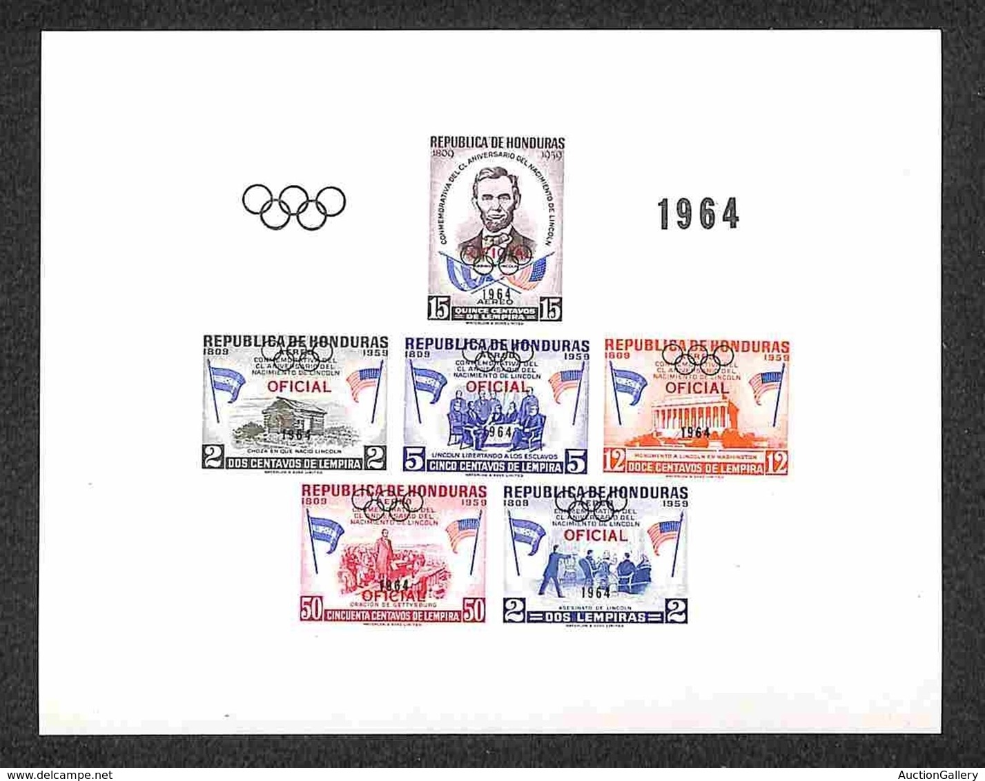 OLTREMARE - HONDURAS - 1964 - Servizi - Foglietto Soprastampato Olimpiadi (Block 2/Servizi) - Gomma Integra (60) - Sonstige & Ohne Zuordnung