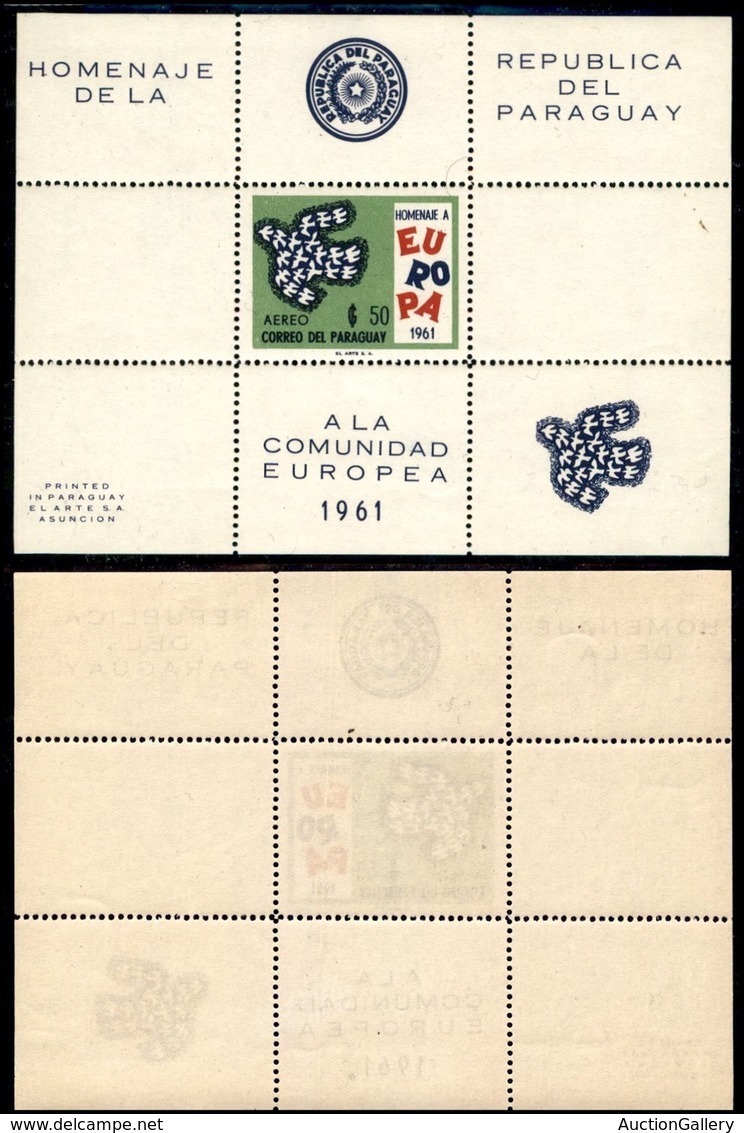 OLTREMARE - PARAGUAY - 1961 - Foglietto Europa (Block 15) - Gomma Integra - Other & Unclassified