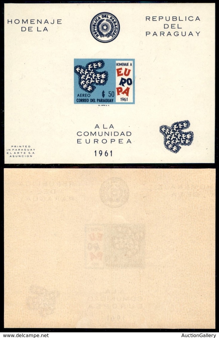 OLTREMARE - PARAGUAY - 1961 - Foglietto Europa (block 17) - Non Dentellato - Gomma Integra - Other & Unclassified