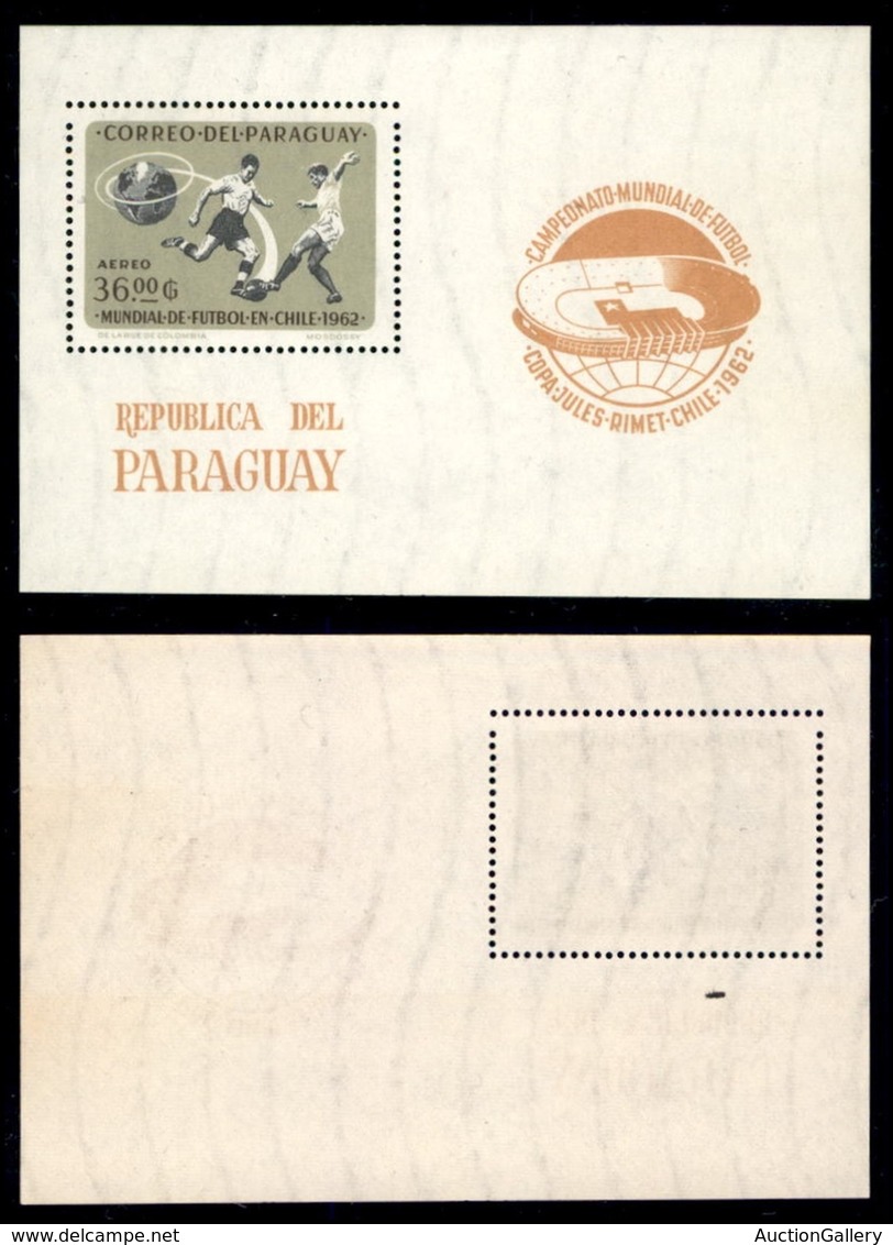 OLTREMARE - PARAGUAY - 1962 - Foglietto Mondiali Calcio (Block 24) - Gomma Integra - Other & Unclassified