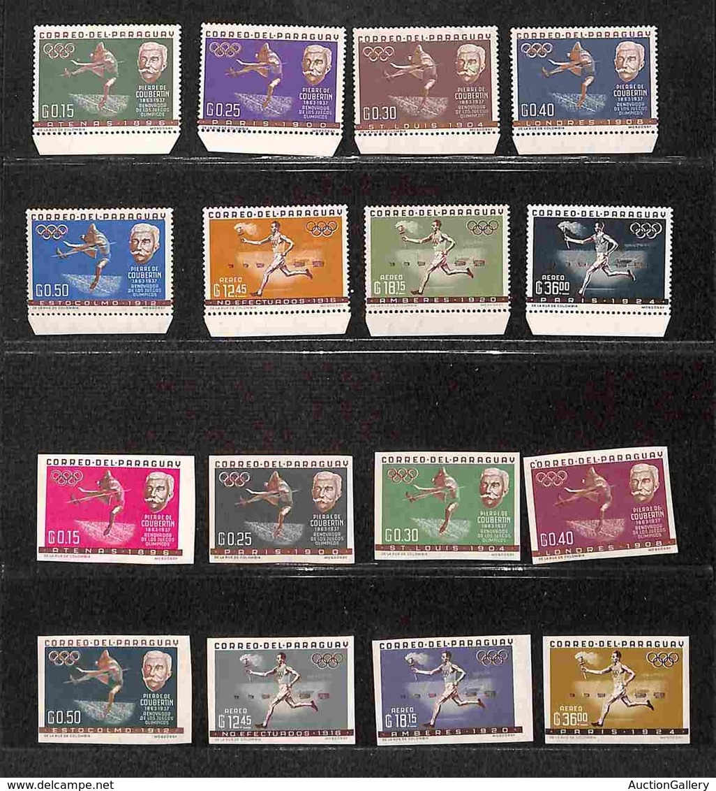 OLTREMARE - PARAGUAY - 1963 - Commemorazione Primi Giochi Olimpici (1160/1175) - Serie Completa Dentellati E Non - Gomma - Sonstige & Ohne Zuordnung