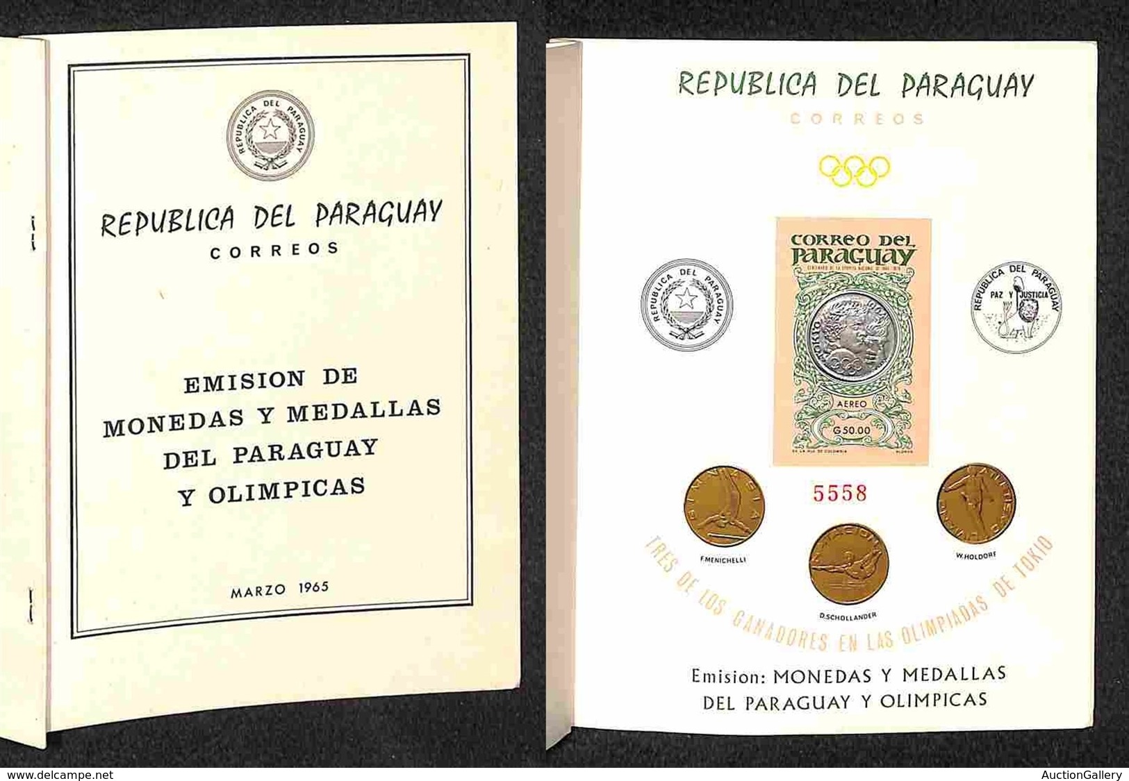 OLTREMARE - PARAGUAY - 1965 - Foglietto Monete E Medaglie Olimpiadi (Block 68II) - Libretto Originale - Gomma Integra - Autres & Non Classés
