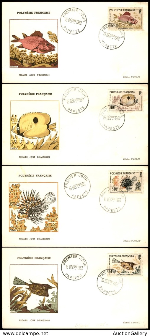 OLTREMARE - POLINESIA FRANCESE - 1962 - Pesci (24/27) - Serie Completa In Buste FDC 15.12.62 - Other & Unclassified