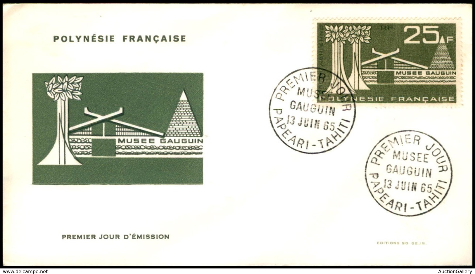OLTREMARE - POLINESIA FRANCESE - 1965 - 25 Fr Museo Gauguin (45) - FDC 13.6.65 - Autres & Non Classés