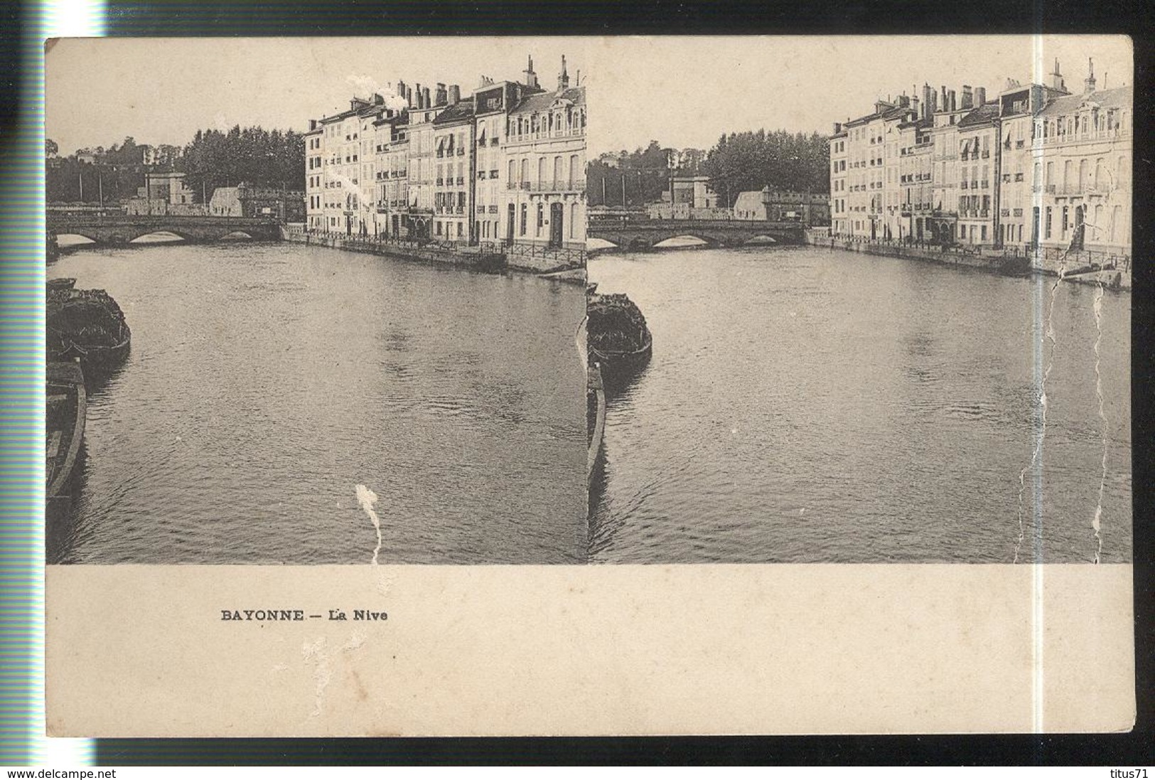 Cpa Stéréo Bayonne - La Nive - Non Circulée - Bayonne