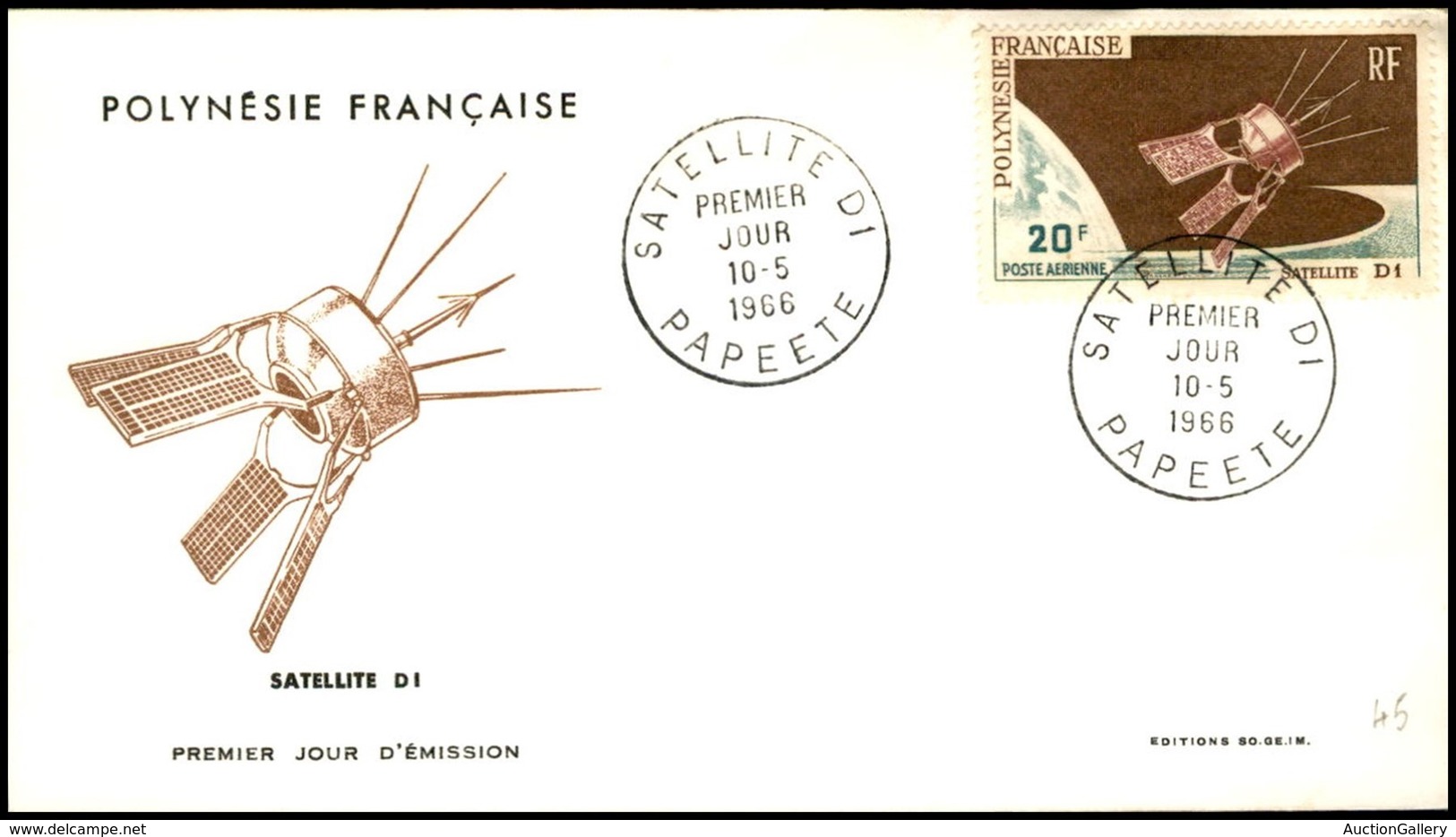 OLTREMARE - POLINESIA FRANCESE - 1966 - 20 Fr Satellite D1 (54) - FDC 10.5.66 - Other & Unclassified