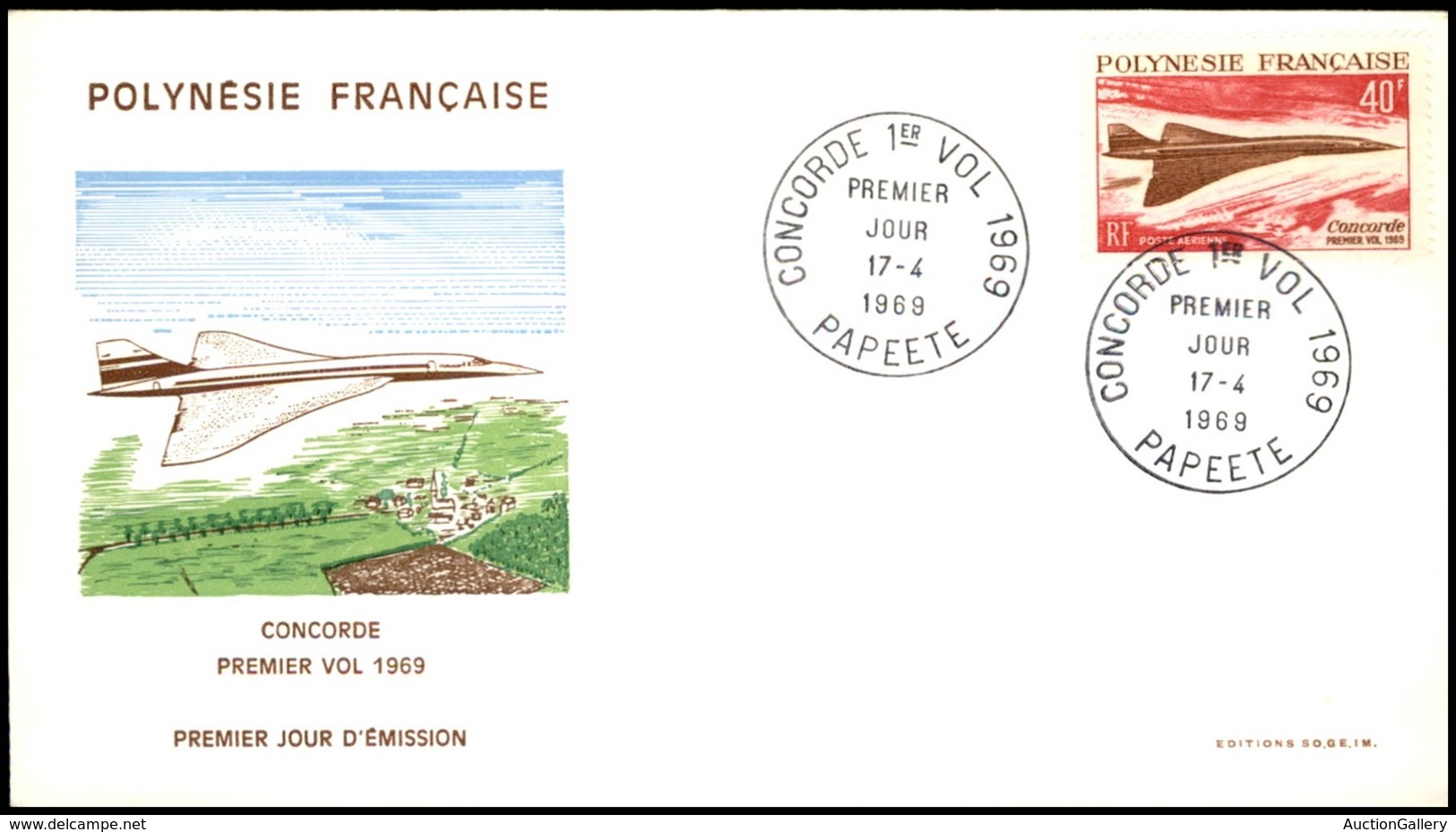 OLTREMARE - POLINESIA FRANCESE - 1969 - 40 Fr Concorde (92) - FDC 17.4.69 - Andere & Zonder Classificatie