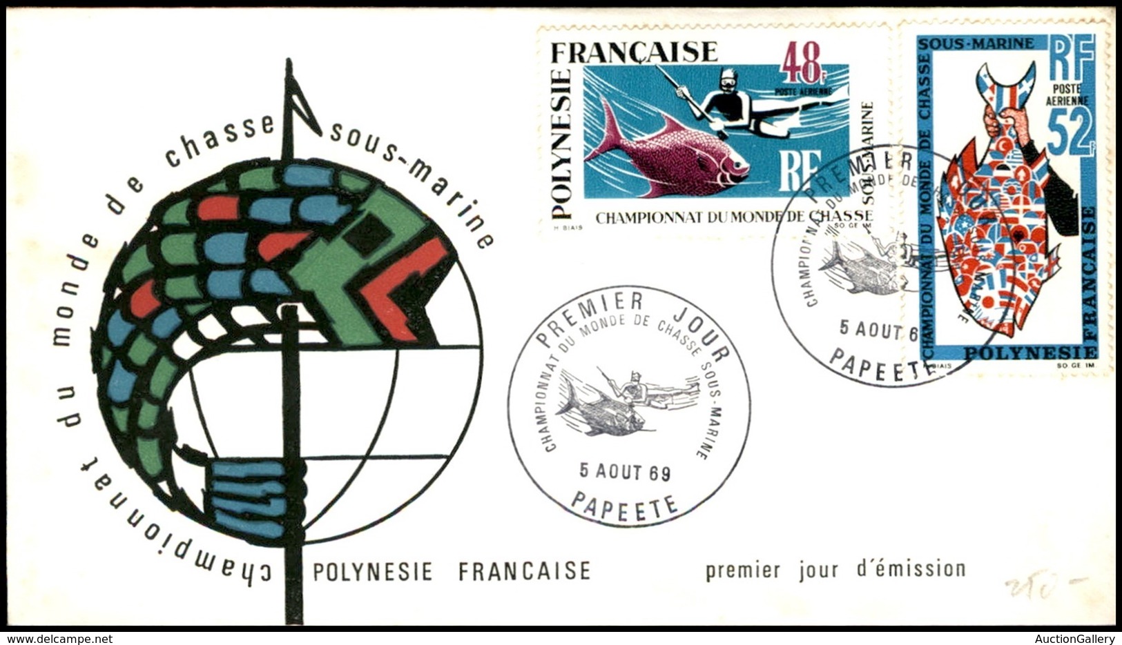 OLTREMARE - POLINESIA FRANCESE - 1969 - Campionato Pesca (94/95) - FDC 5.8.69 - Sonstige & Ohne Zuordnung