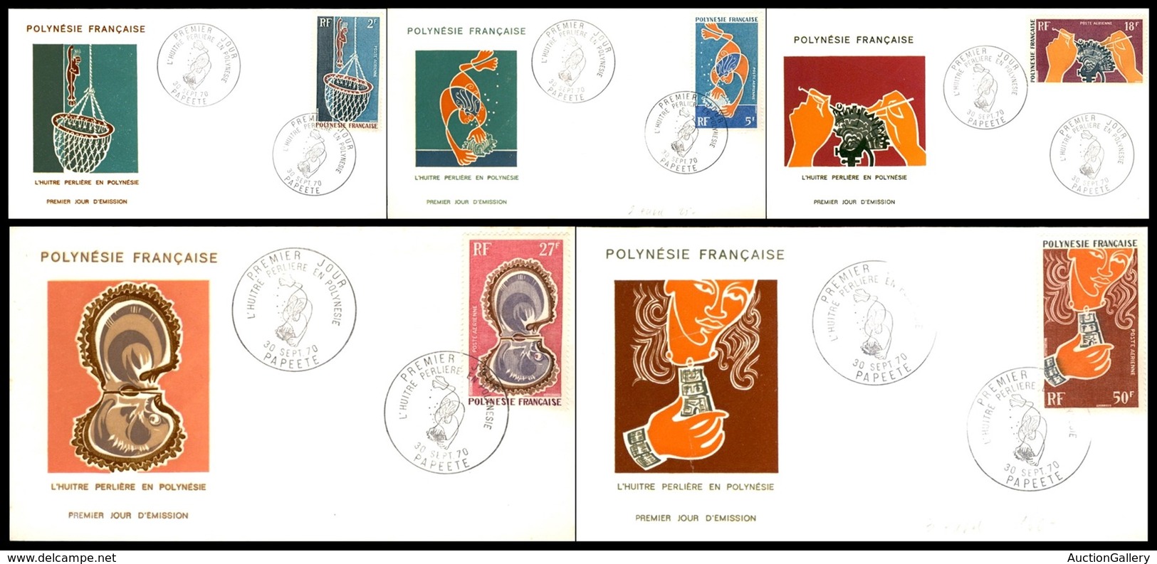OLTREMARE - POLINESIA FRANCESE - 1970 - Perle (115/119) - 5 FDC 30.9.70 - Andere & Zonder Classificatie