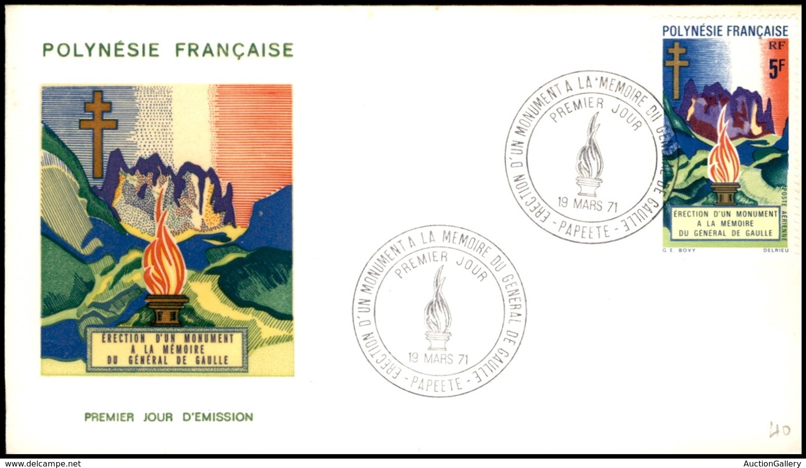 OLTREMARE - POLINESIA FRANCESE - 1971 - 5 Fr De Gaulle (127) - FDC 19.3.71 - Sonstige & Ohne Zuordnung