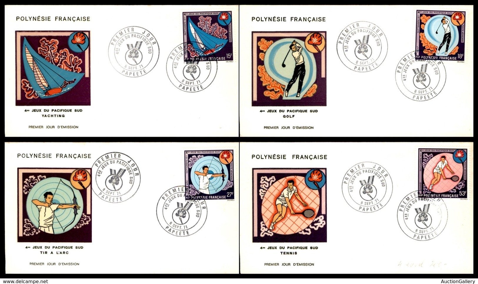 OLTREMARE - POLINESIA FRANCESE - 1971 - IV Giochi Del Pacifico Del Sud (136/139) - Serie Completa - 4 FDC 8.9.71 - Sonstige & Ohne Zuordnung