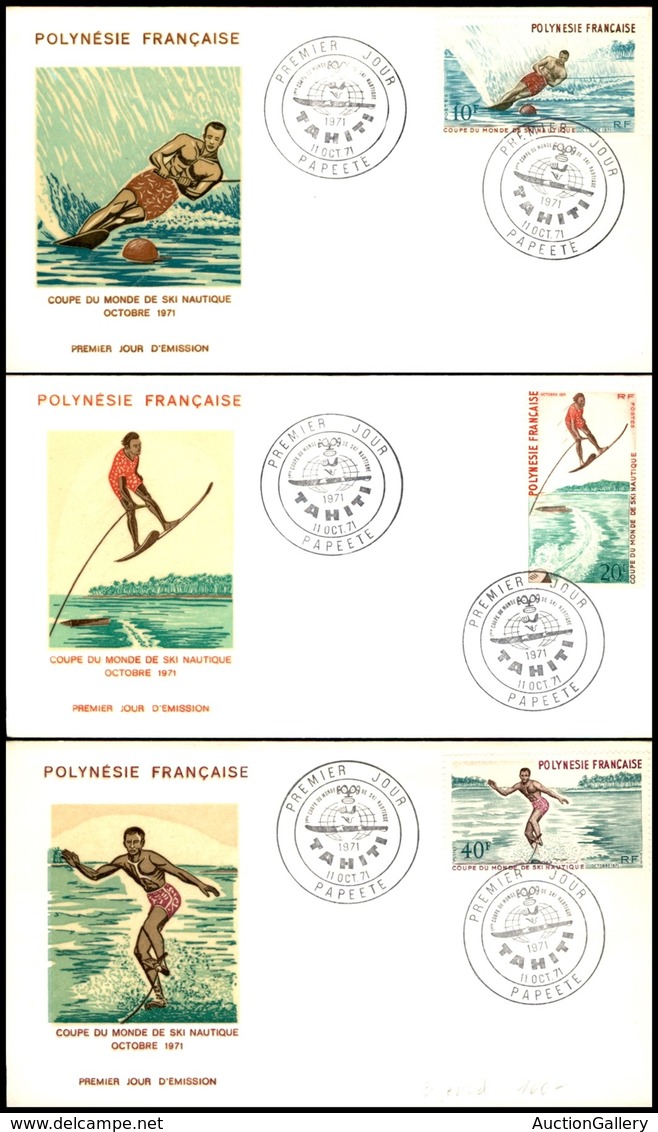 OLTREMARE - POLINESIA FRANCESE - 1971 - Sci Nautico (140/142) - Serie Completa - 3 FDC 11.10.71 - Other & Unclassified