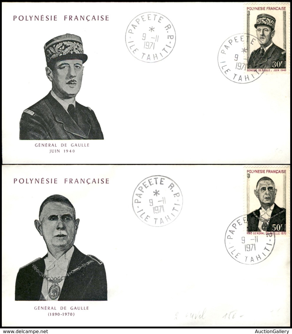 OLTREMARE - POLINESIA FRANCESE - 1971 - De Gaulle (143/144) - Serie Completa - 2 FDC 9.11.71 - Other & Unclassified