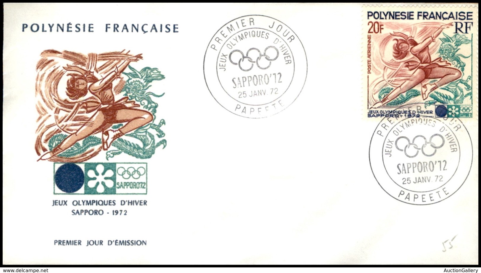 OLTREMARE - POLINESIA FRANCESE - 1972 - 20 Fr Sapporo (152) - FDC 25.1.72 - Autres & Non Classés