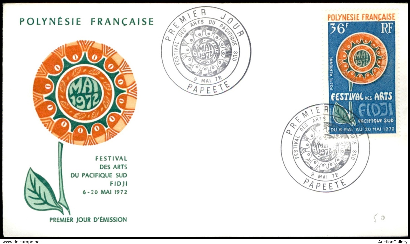 OLTREMARE - POLINESIA FRANCESE - 1972 - 36 Fr Festival Dell’Arte (155) - FDC 9.5.72 - Other & Unclassified