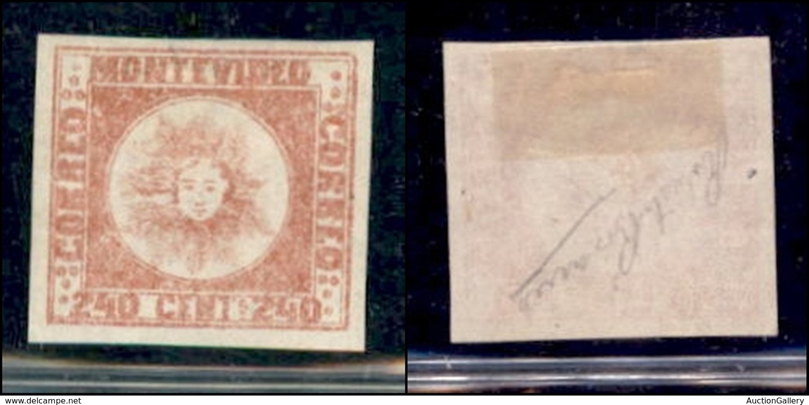 OLTREMARE - URUGUAY - 1858 - 240 Cent Montevideo (7 - Carta Sottile) - Gomma Originale - Sonstige & Ohne Zuordnung