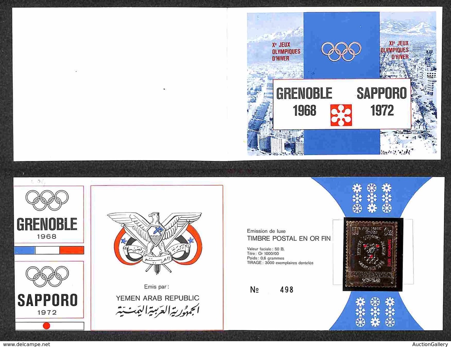 OLTREMARE -  YEMEN  - 1967 - 50 Bogasch Olimpiadi Invernali Soprastampato Grenoble E Sapporo (99) In Cartolina Originale - Sonstige & Ohne Zuordnung