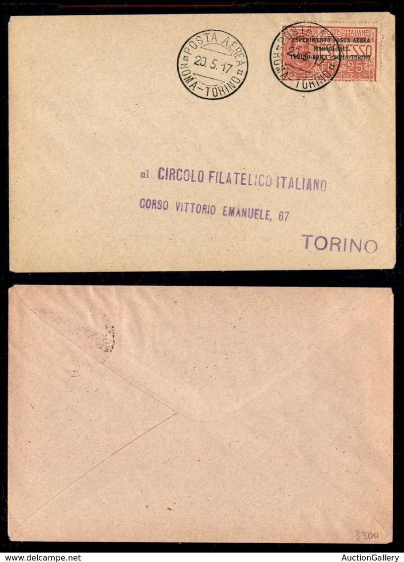 POSTA AEREA - AEROGRAMMI - PRIMI VOLI - ITALIA - 1917 (20 Maggio) - Roma Torino - Aerogramma Del Volo - Other & Unclassified