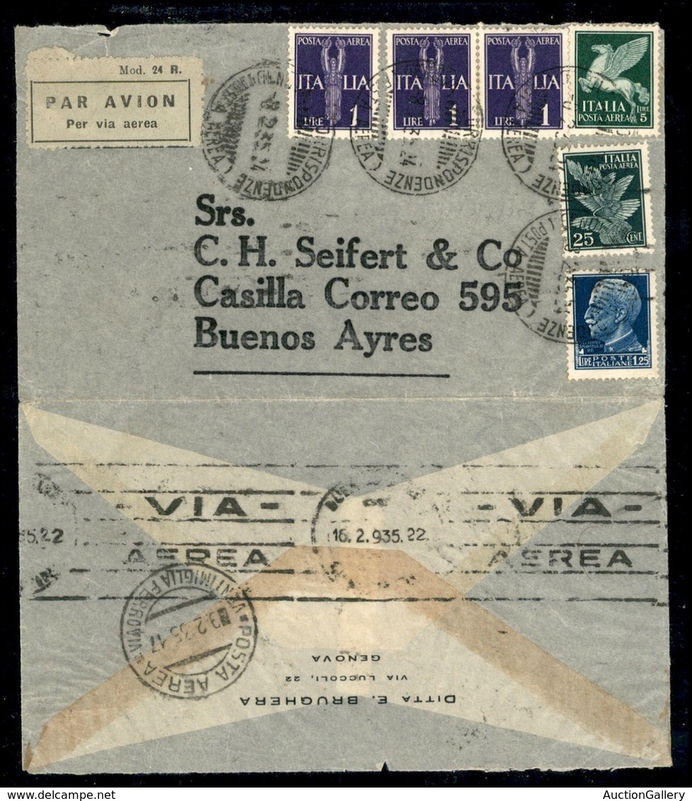 POSTA AEREA - AEROGRAMMI - PRIMI VOLI - ITALIA - 1935 (3 Febbraio) - Aerogramma Da Ventimiglia A Buenos Aires - Autres & Non Classés