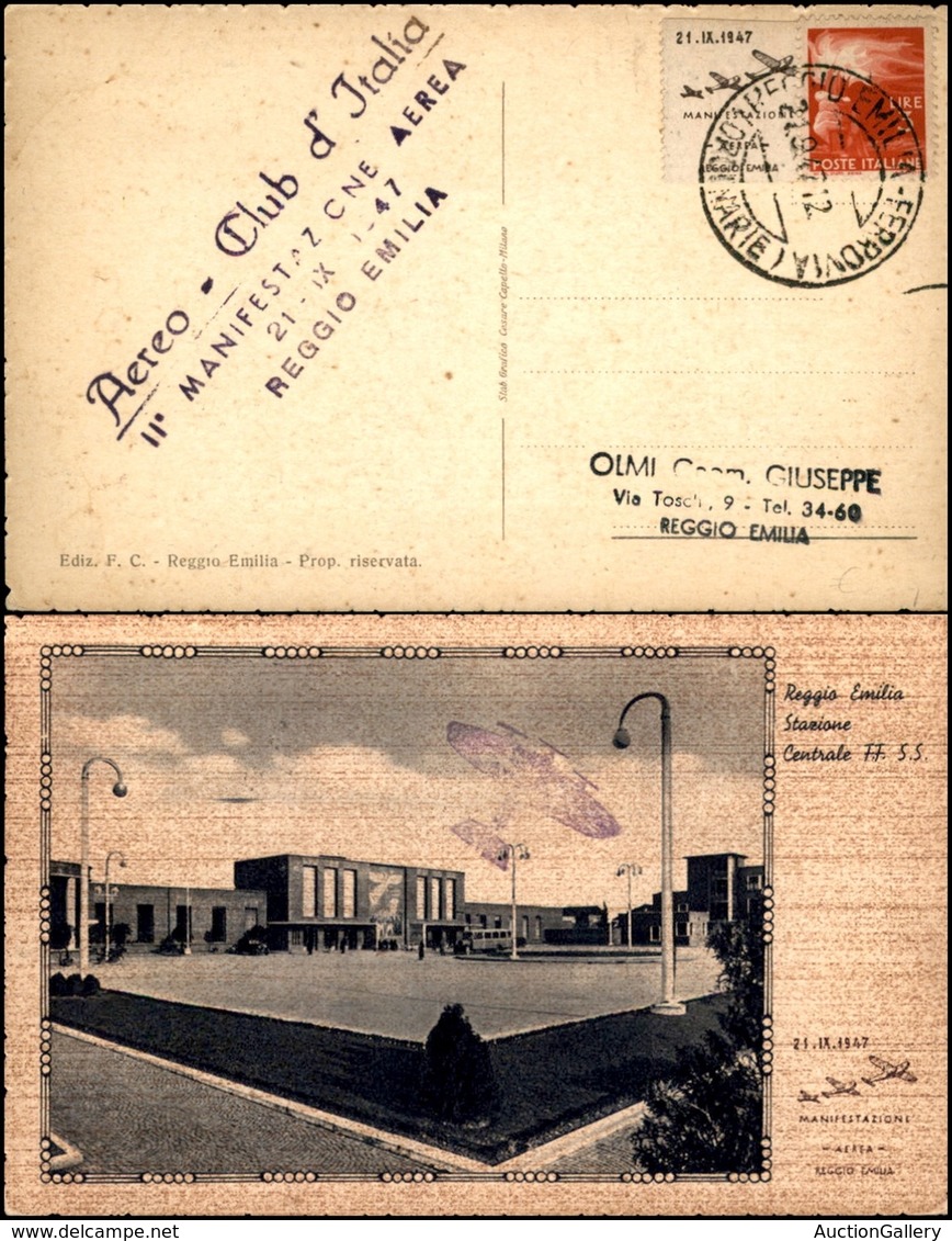 POSTA AEREA - AEROGRAMMI - PRIMI VOLI - ITALIA - 1947 (21 Settembre) - Aero Club D’Italia/Reggio Emilia/II Manifestazion - Autres & Non Classés