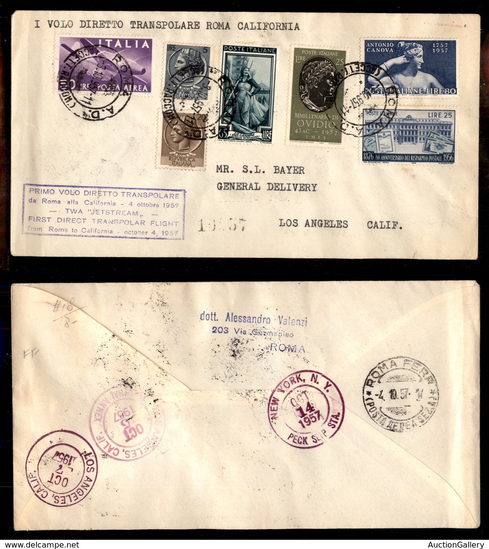 POSTA AEREA - AEROGRAMMI - PRIMI VOLI - ITALIA - 1957 (4 Ottobre) - Volo Transpolare Roma Los Angeles - Aerogramma Del V - Sonstige & Ohne Zuordnung