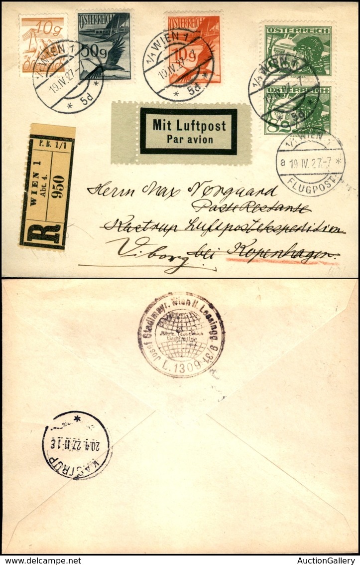 POSTA AEREA - AEROGRAMMI - PRIMI VOLI - AUSTRIA - 1927 (19 Aprile) - Aerogramma Raccomandato Da Vienna A Copenhagen - Other & Unclassified