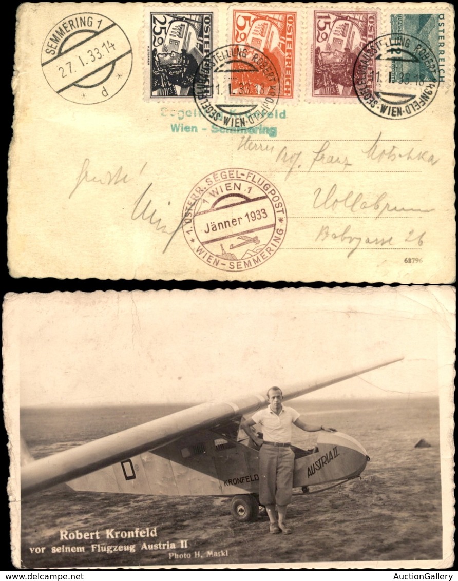 POSTA AEREA - AEROGRAMMI - PRIMI VOLI - AUSTRIA - 1933 (11 Gennaio) - Wien Semmering - Aerogramma Del Volo (cartolina Fo - Sonstige & Ohne Zuordnung