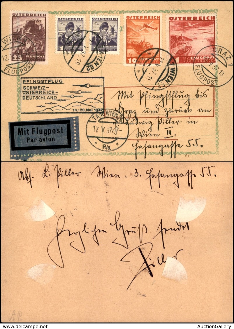 POSTA AEREA - AEROGRAMMI - PRIMI VOLI - AUSTRIA - 1937 (15/20 Maggio) - Pfingstflug - Cartolina Aerogramma Da Vienna A G - Andere & Zonder Classificatie